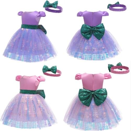 FOCUSNORM Summer Kids Girls Party Dress 2 Colors Ruffles Sleeve Big Bowknot Sequined Tulle Dress and Headband