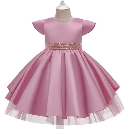 Girl princess dress 2021 little flying sleeve tutu skirt wedding flower girl dress girl child dress catwalk host costume