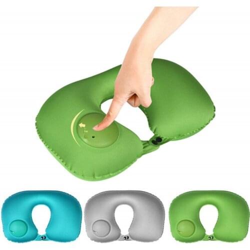 Useful Inflatable U-pillow Car Headrest Back Portable Breathable Fabric Cute Small Cushion Winter Summer Auto Accessories