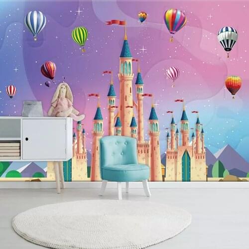 Custom Photo Wallpaper 3D Cartoon Castle Hot Air Balloon Baby Room Kids Background Wall Mural Eco-Friendly Home Decor Wallpapers