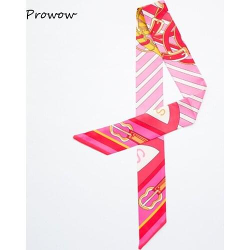 Luxury Twill Silk Small Women Fashion Head Bag Scarf Guitar printing Hair Handle Tie Multifunction Hand Ribbon Scarf SJ060