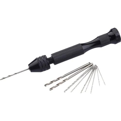 Hand Drill Jewelry Craft Hand Manual Drill Chuck Mini Hand 10PCS Twist Drill Bit