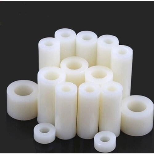 100pcs M5 ABS washer Round hole gasket Straight through column Insulated plastic pad Bushing gasket Nylon spacer 2mm-20mm length