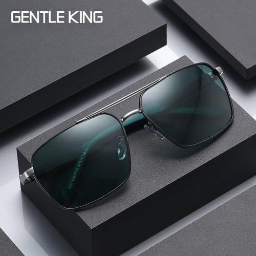 GENTLE KING Mens Polarized Sunglasses Brand Designer Square Male Metal Frame Sun Glasses Driving Goggles For Men UV400
