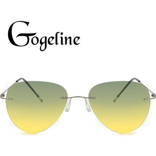 Rimless Day and Night Polarized Light Sunglasses for Men Women Titanium Arm Classic aviation Sun Glasses