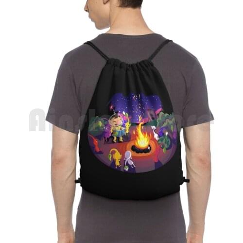 Nintendo Pikmin And Olimar Campfire Backpack Drawstring Bags Gym Bag Waterproof Pikmin Nintendo Olimar Pikmin Blue Pikmin