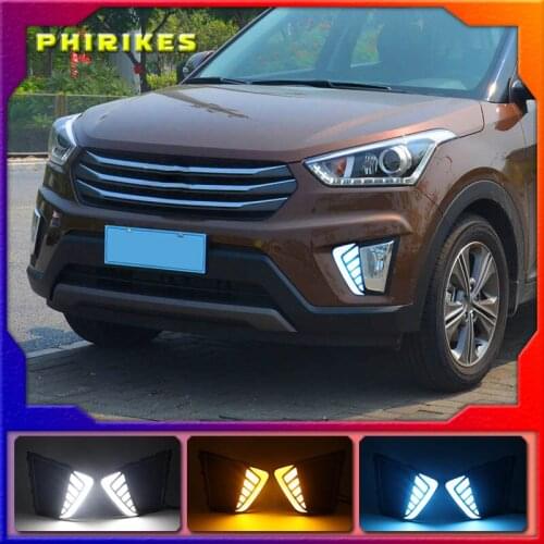 2pcs LED Daytime Running Light DRL Driving Fog Lamp Fog light Cover With Function Relay For Hyundai IX25 Creta 2015 2016 Front