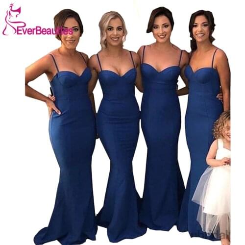 Vestido Madrinha Mermaid Bridesmaid Dresses Long 2020 Satin Spaghetti Straps Robe Demoiselle D'Honneur