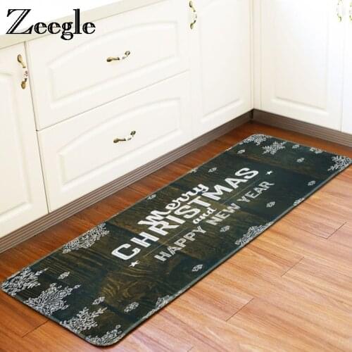 Zeegle Christmas Decor Kitchen Mat 60x170cm Bathroom Carpet Non-slip Carpet For Living Room Mats Bedroom Bedside Rugs Floor Mat
