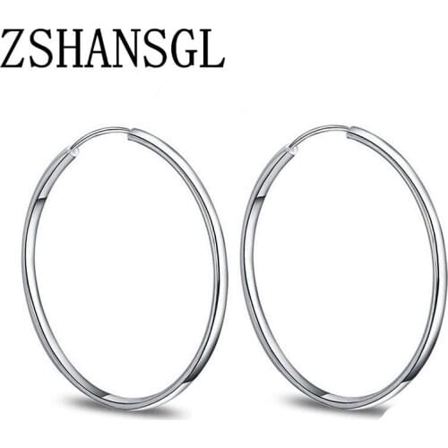New silver color simple big circle Earring for women geometric exaggeration Stud Earrings Female Bijoux Jewelry Brincos