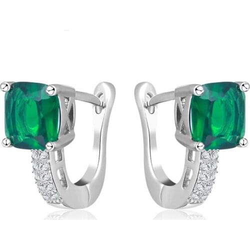 I&Zuan S925 Sterling Silver Fine Jewelry Clip Earrings For Women Geometric Green Stone Wedding Trendy Earring Aretes E129