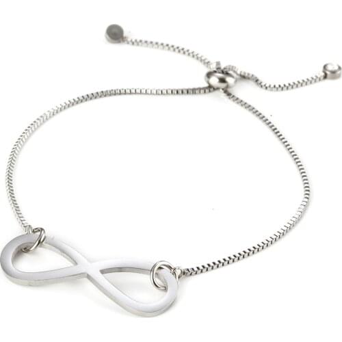 Fashion Women Bracelet Jewelry Infinity Number 8 Stainless Steel Charm Bracelets Simple Female Jewelry 10pcs