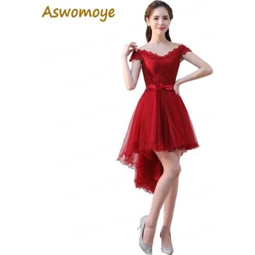 2018 New Arrival Evening Dress Short Front Long Back Wedding Party Dress Embroidery Formal Prom Dresses robe de soire