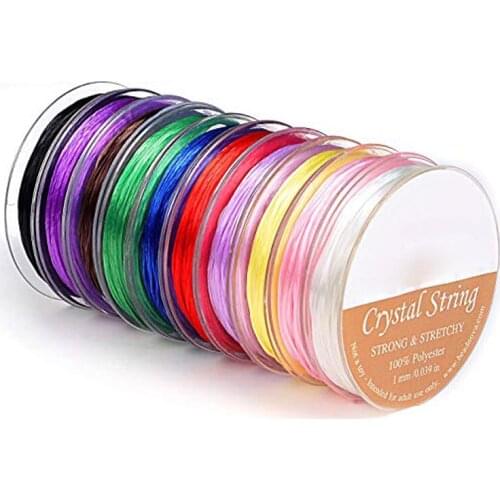 1mm Elastic Stretch Polyester Jewelry Bracelet Crystal String Cord 60m Roll (2 Roll String with Sewing Fishing Scissors Snips Be