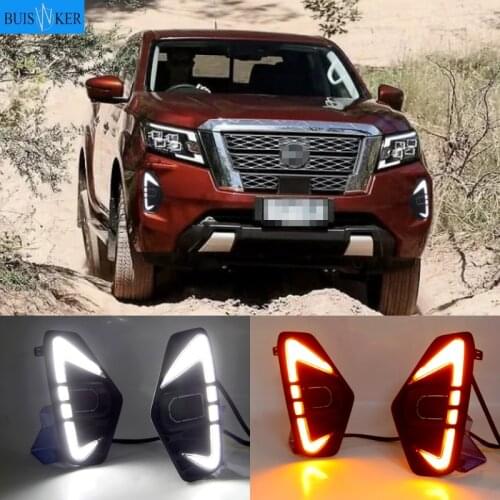 1Pair Car light For Nissan Navara NP300 2020 2021 LED Daytime Running Light DRL with yellow signal