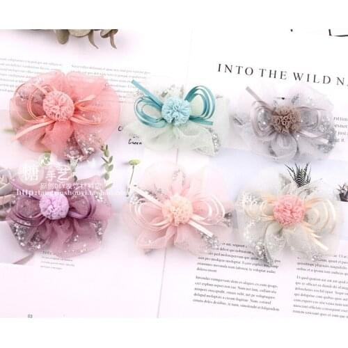 Han edition Sequins Stars Pet Bowknot hair Clip Dog hair Pet accessories and grooming 12pcs