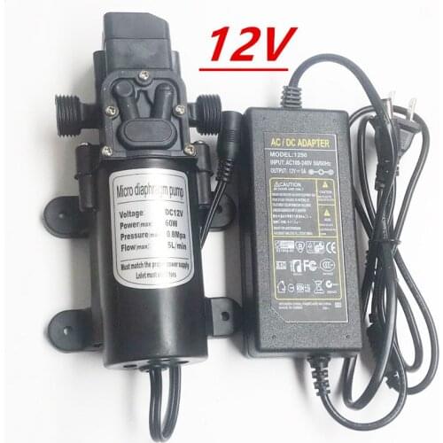 12V Agricultural Electric Water Pump Black Micro High Pressure Diaphragm Water Sprayer Car Wash