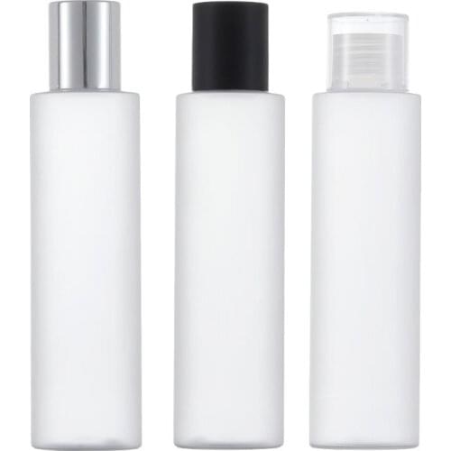 200ml frosted plastic PET BOTTLE white silver black screw lid emulsion lotion toner toilet flower water essence liquid packing