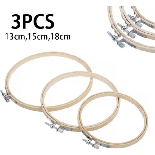 3pcs 13/15/18cm Embroidery Hoops Bamboo Circle Cross Stitch Hoop Ring Set Embroidery Circle Ring Frame Sewing Tools