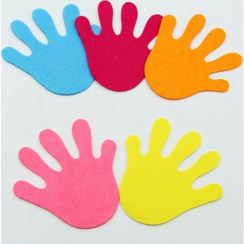 5pcs Colorful Large Hand Shape Felt 11.5CM Fabric Cloth Material DIY Free Cutting Sewing Appliques Patches Decor Clothing Crafts