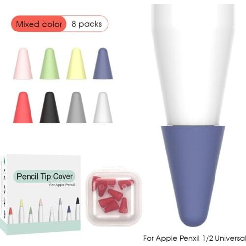 8pcs Tip Cover Case Mute Silicone Replacement Tip Case Nib Cover For Apple Pencil 1 2 Stylus Touchscreen Pen Nib Protector