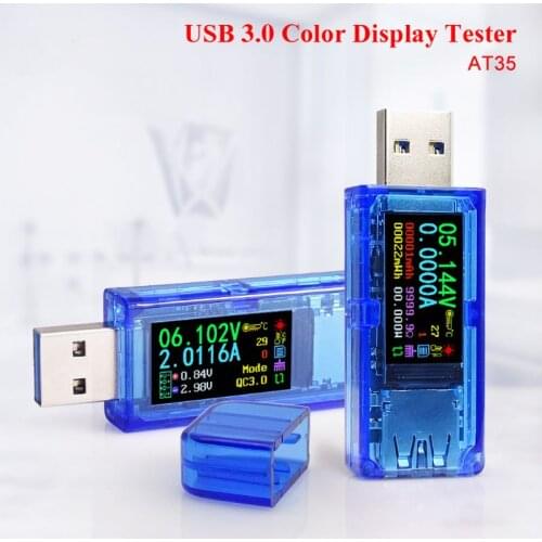 AT35 USB 3.0 LCD Multimeter Voltmeter Ammeter Current Meter Power Bank Tester