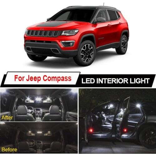 Canbus Error Free Car LED Interior Light Kit For Jeep Compass 2007-2018 2019 2020+ Map Dome Trunk Glove Box Lamp Auto Bulbs