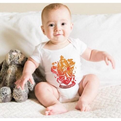 Newborn Bodysuits School Badge Print 0-24Months Summer Children Bodysuits Boy Clothes Girls Clothing Short Sleeve Fashion Onesie