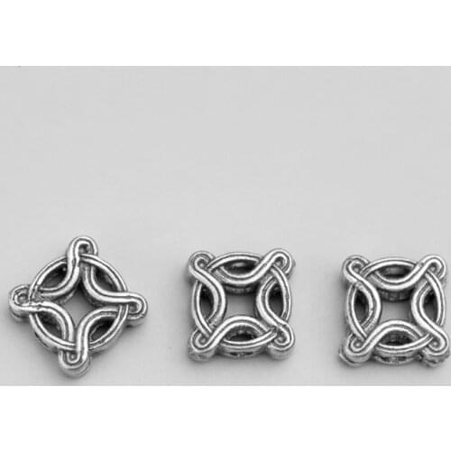 925 Sterling Silver Retro Design Ancient Coin Loose Beads Woven Bracelet Silver Space Beads For Women Men DIY Lucky Jewelry Gift