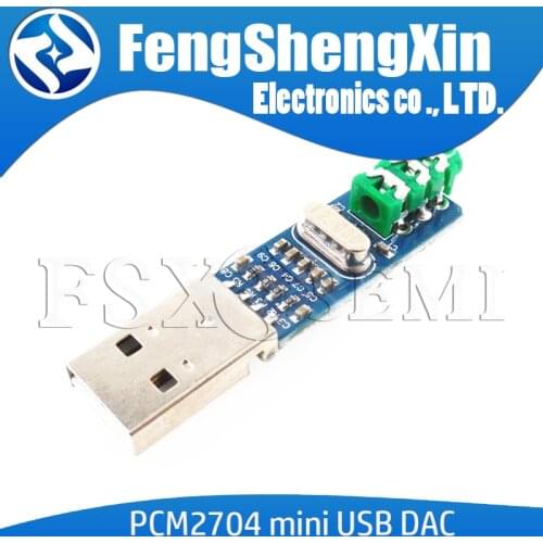 1PCS mini USB DAC PCM2704 Audio Sound Card DAC Decoder Module 5V HIFI Speaker Sound Board For Arduino Raspberry Pi 16 Bits