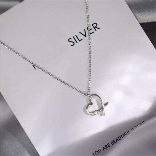 Hollow Heart-shaped Zircon Elegant Love 925 Sterling Silver Clavicle Chain Necklace For Women Female Birthday Gifts SN176