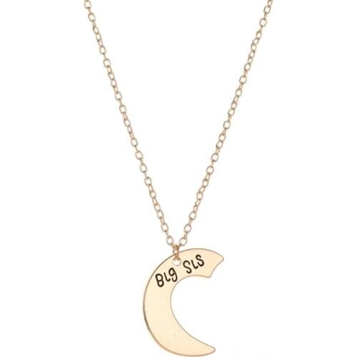 3Pcs / Set Letters Small Medium And Large White Golden Heart Moon Long Chain Pendant Alloy Necklace For Women Jewelry