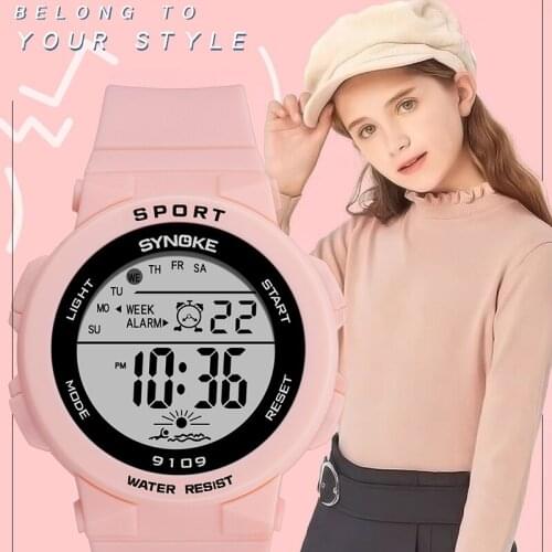 SYNOKE Band Watches For Kids Girls Waterproof Digital Electronic Watch Kid Student Sport Style Colorful luminous Clock Hours