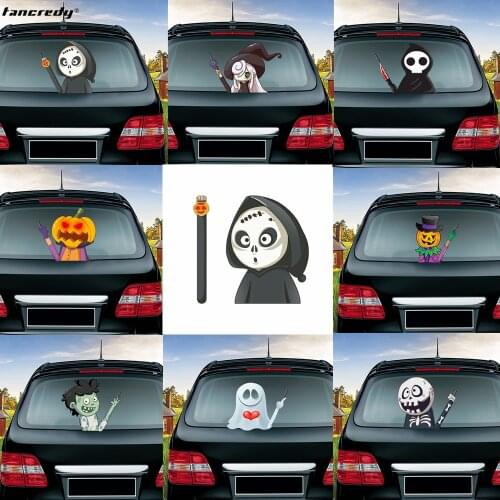 Halloween Horror Skull Pumpkin Witch Ghost Car Sticker Rear Windshield Decals Decoration Car Styling Rear Window Wiper Sticker