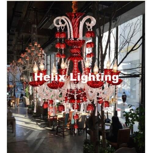 Free Shipping Modern D75cm H93cm 8L Crystal Chandelier Clear/Red/ Blue Chandelier Lighting Fancy Suspension Lamp Vintage Lights