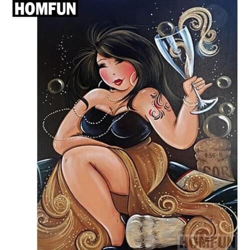 HOMFUN Full Square/Round Drill 5D DIY Diamond Painting "Fat woman" Embroidery Cross Stitch 3D Home Decor Gift A06072