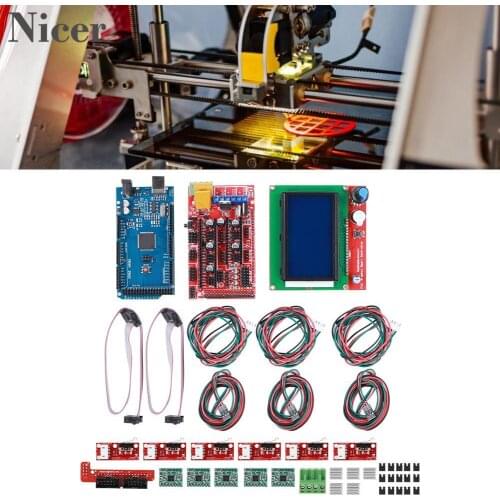 3D Printer Kit RAMPS 1.4 + For Mega 2560 CH340 + 12864 Controller + A4988 Chip Board Parts Fit For Reprap Practical Accessories
