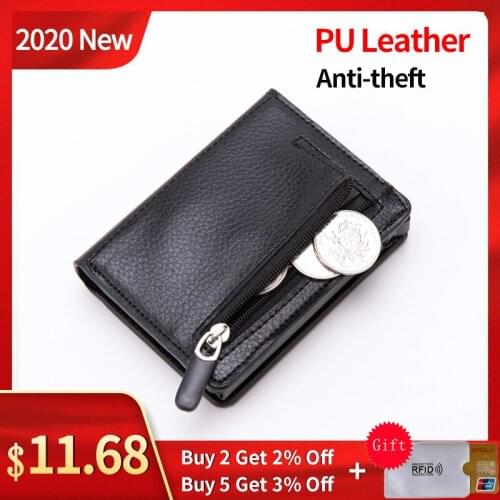 BISI GORO Slim Wallet Men Rfid Card Holder Magic PU Leather Thin Mini Wallet Small Money Bag Women Purses Carbon Fiber Wallets