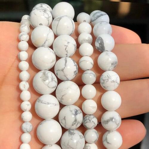 AAA Natural Stone White Turquoises Round Loose Spacer Beads For Jewelry Making Diy Bracelet Accessories 4/6/8/10/12MM 15Inches