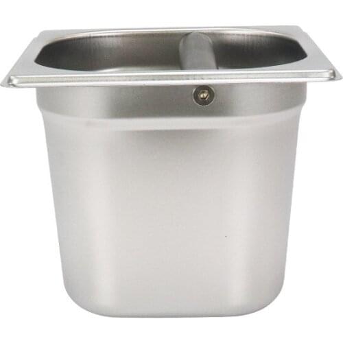 Square Coffee Knock Box For Coffee Shop Home Kitchen ,Stainless Steel Espresso Knock Box Built-in Container For Coffee Ground