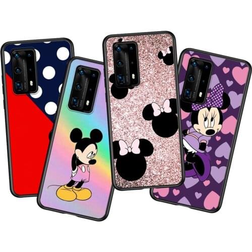 Cute Mickey Mouse Soft TPU Silicone For Huawei P40 P30 P20 Pro P10 P9 P8 Lite RU E Mini Plus 2019 2017 Black Phone Case
