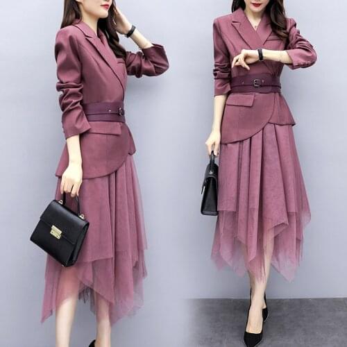 Fashion Skirt Sets Womens Pring Autumn V-neck Shirt Half-length Skirt Ladies Autumn Elegant Temperament Two-piece Suit Z650