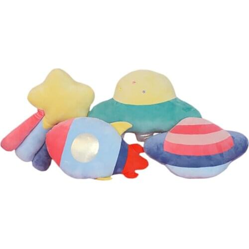 Cartoon Anime Spaceship Planet Plush Cushion Lifelike Space Pillow Plush Toy Rocket Kids Toys Birthday Christmas Gift