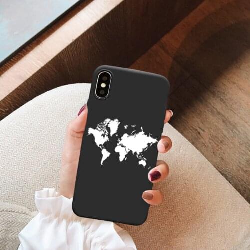 JAMULAR Luxury World Map Travel Soft Phone Case For iPhone 11 Pro XS MAX XR X 7 8 6 6s Plus Black Red Silicone Soft Back Cover