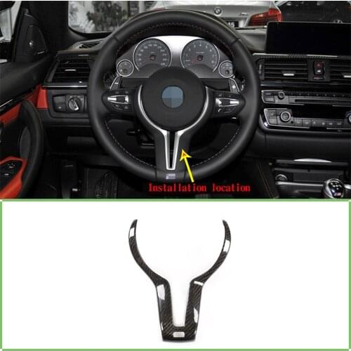 Real Carbon Fiber For BMW F80 M3 F82 F83 M4 F10 M5 F06 F12 F13 M6 F15 X5M F16 X6 M Steering Wheel Trim Cover Accessories