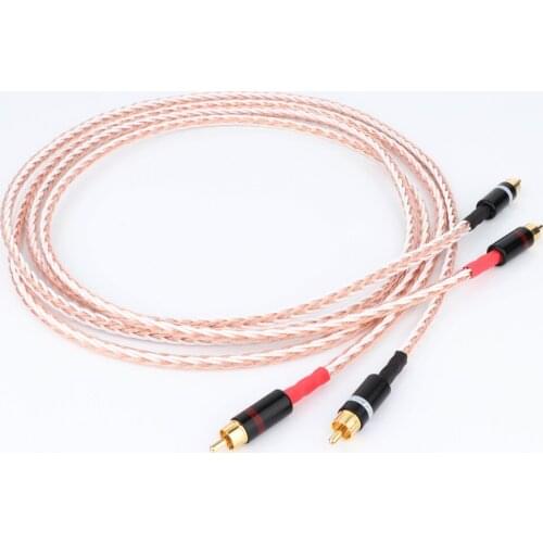 Pair Hi-End 4TC OCC Silver Plated Audio RCA to RCA Cable Interconnect Cord Hifi Extension Cable RCA Male to Male Cable