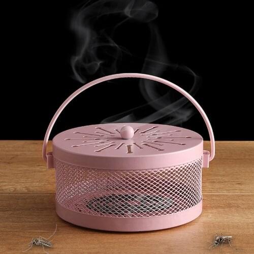 Mosquito Coils Holder Burner Repellant Large Steel Insect Box Repellent Rack Sawtooth Mesh Bracket with Cover Home Decor