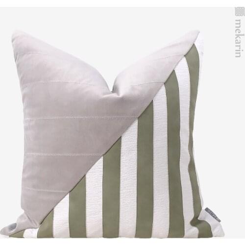 Cushions home decor Grey-green Leather Square Pillow Sofa Cushion Waist Pillow Cover Pillow Core Bedroom Square Pillow Cushion