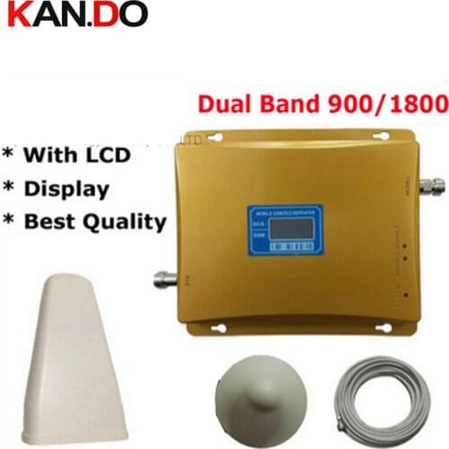Hot Sell 1 set LCD Display !!! Dual Band Repeater Amplifier, GSM Repeater Dual Band 900 1800, Signal Repeater Booster Amplifier