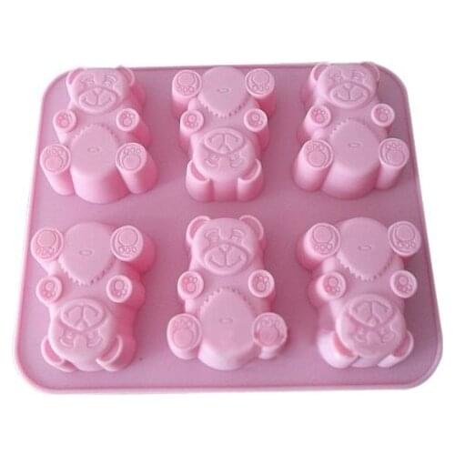Bear Shape Silicone Baking Cake Mold Bakeware 6 Holes